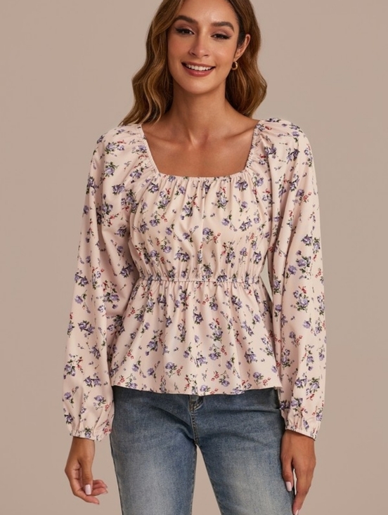 Hayden Tops - Hayden Floral Blouse S Medium Pink Lavender Peasant Top Long Sleeve Cottagecore